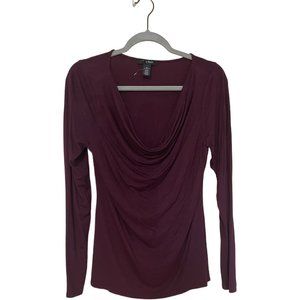 White House Black Market Burgundy Cowl Long Sleeve Tunic
